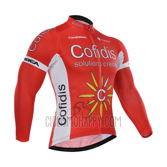Cofidis Cycling Jersey Bib Tight 2015 Long Sleeve Red